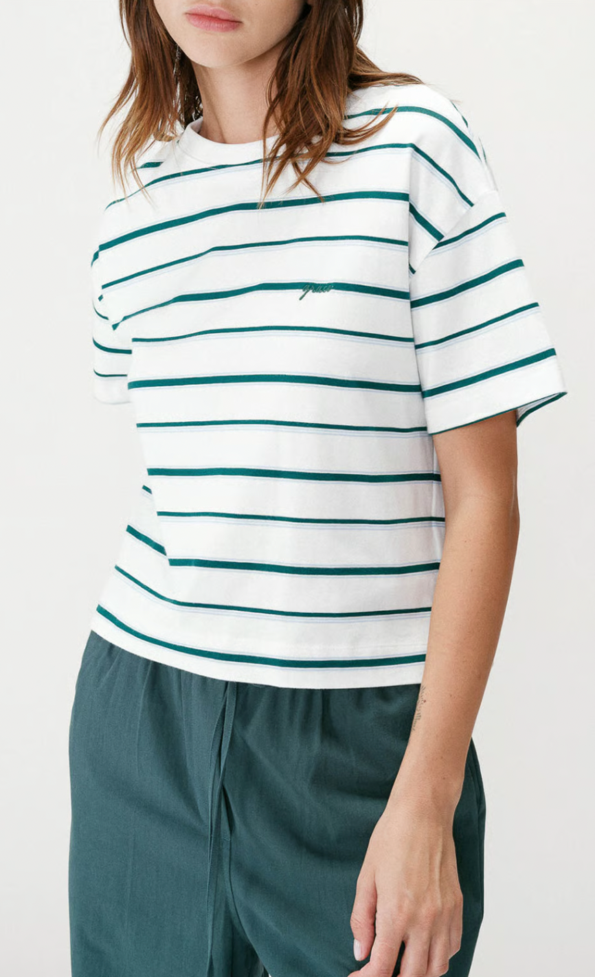 Grace & Mila Welson Green Striped T-Shirt
