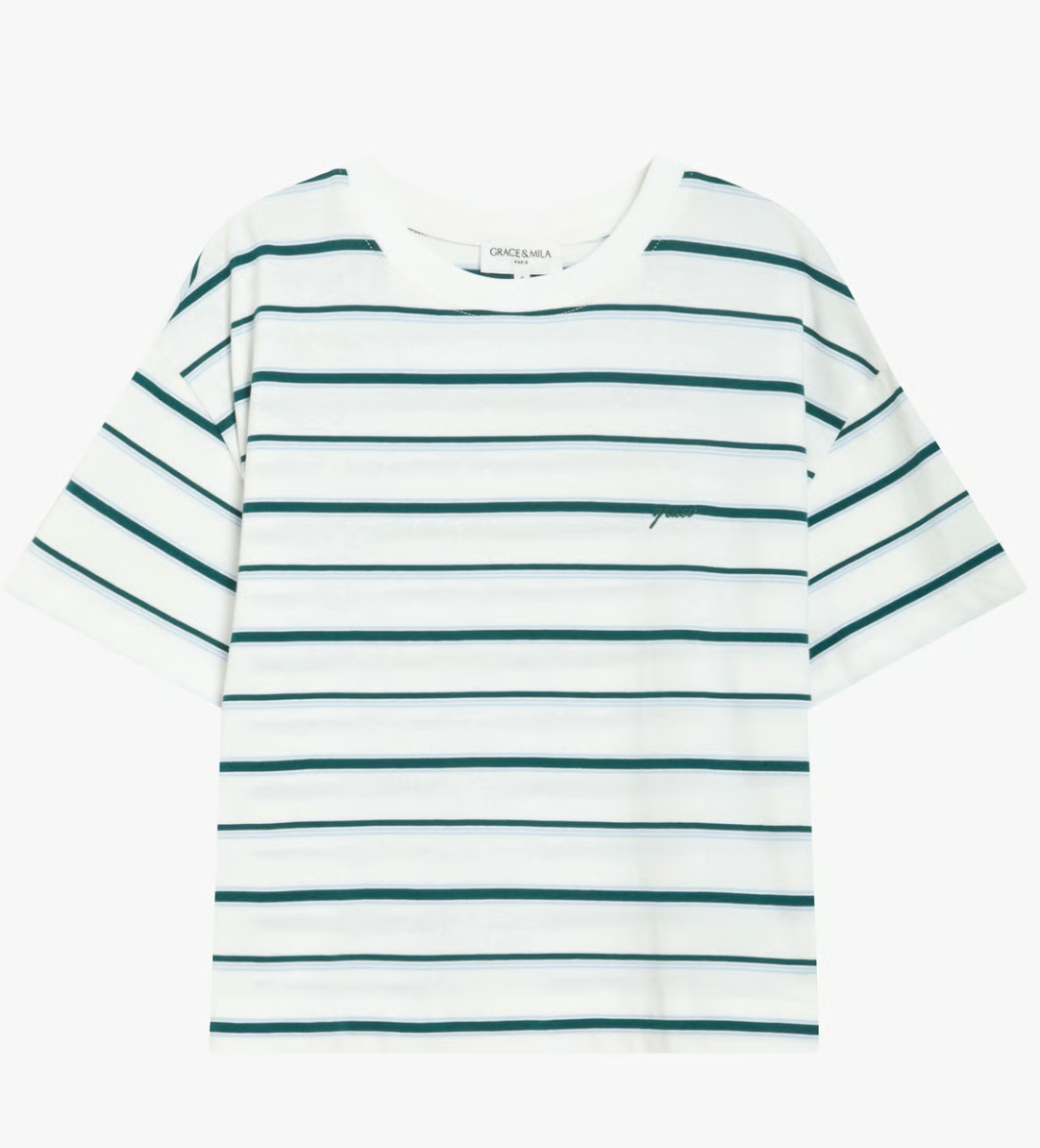 Grace & Mila Welson Green Striped T-Shirt