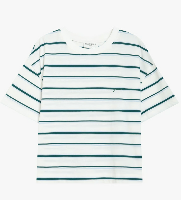 Grace & Mila Welson Green Striped T-Shirt