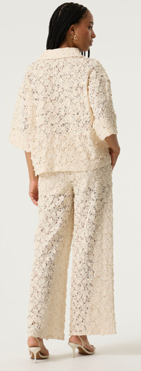 Garcia Cream Lace Embroidered Wide Leg Trousers, Q260117