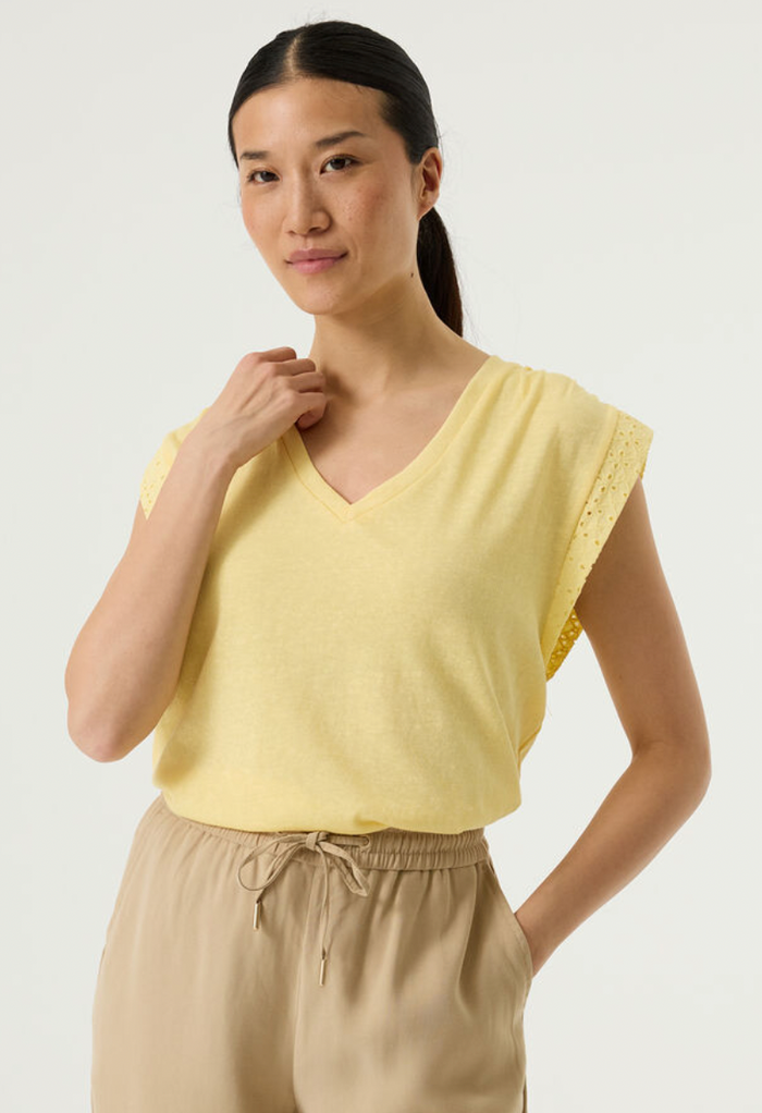 Garcia Lush Lemon V-Neck Embroidered T-Shirt
