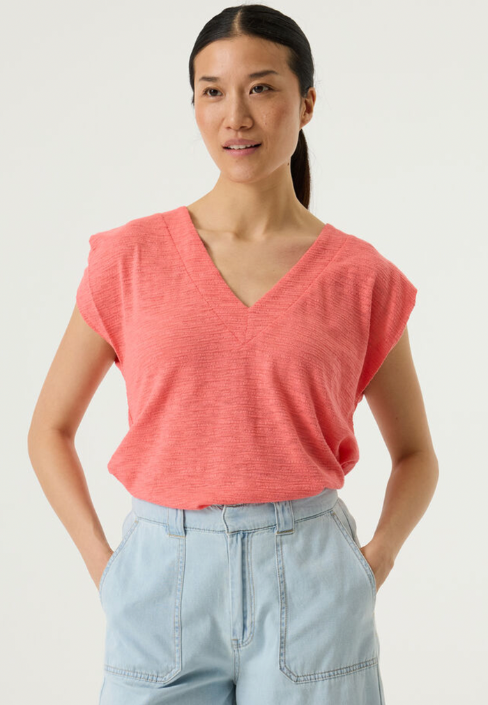 Garcia Coral Crush Textured V-Neck T-Shirt, Q260004