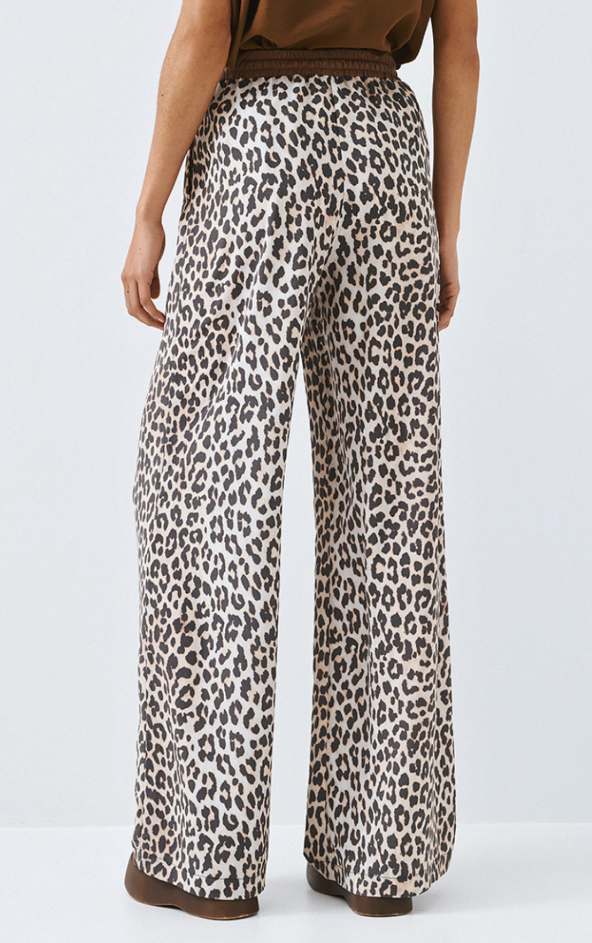 Access Fashion Leopard Print Elasticated Waistband Wide Leg Trousers, 63-5026