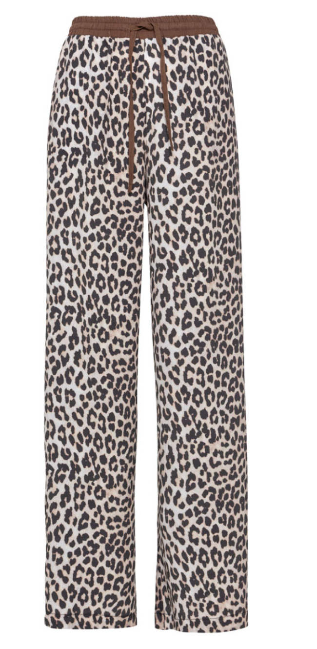 Access Fashion Leopard Print Elasticated Waistband Wide Leg Trousers, 63-5026
