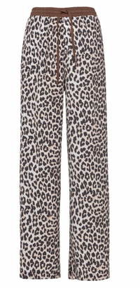Access Fashion Leopard Print Elasticated Waistband Wide Leg Trousers, 63-5026