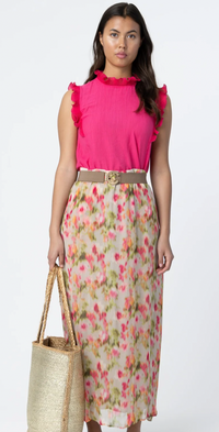 Coster Copenhagen Fuchsia Ruffle Neck Top, 262-1501