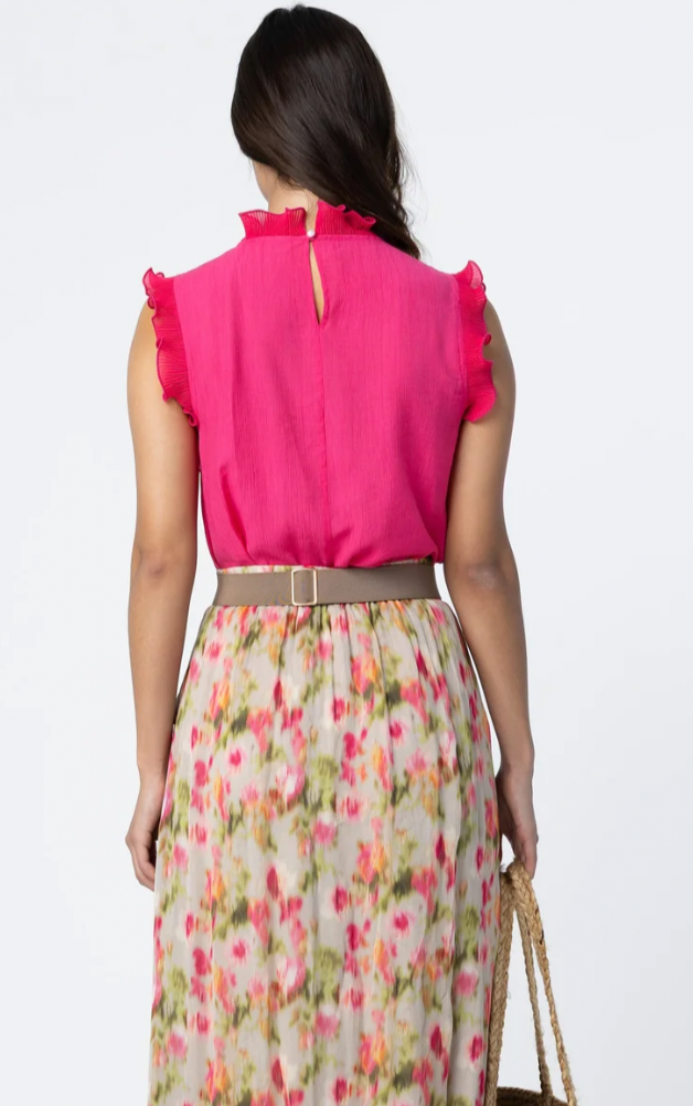 Coster Copenhagen Fuchsia Ruffle Neck Top, 262-1501