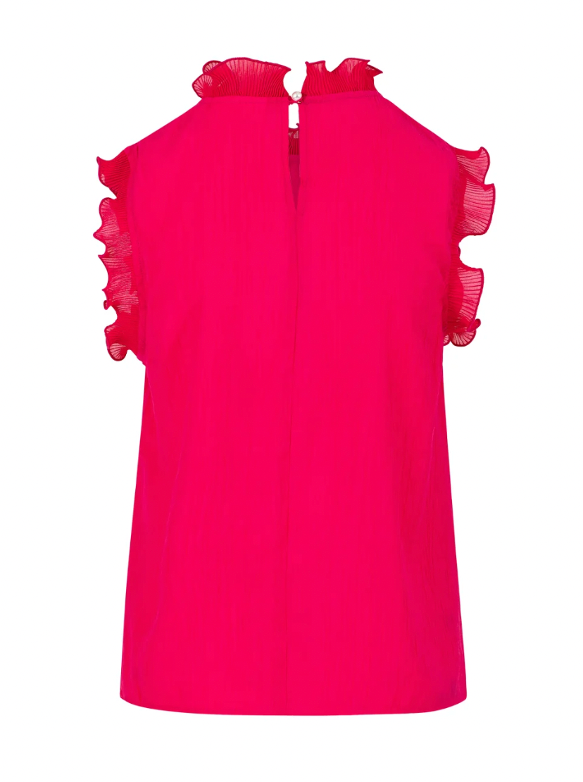 Coster Copenhagen Fuchsia Ruffle Neck Top, 262-1501