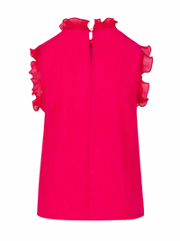Coster Copenhagen Fuchsia Ruffle Neck Top, 262-1501