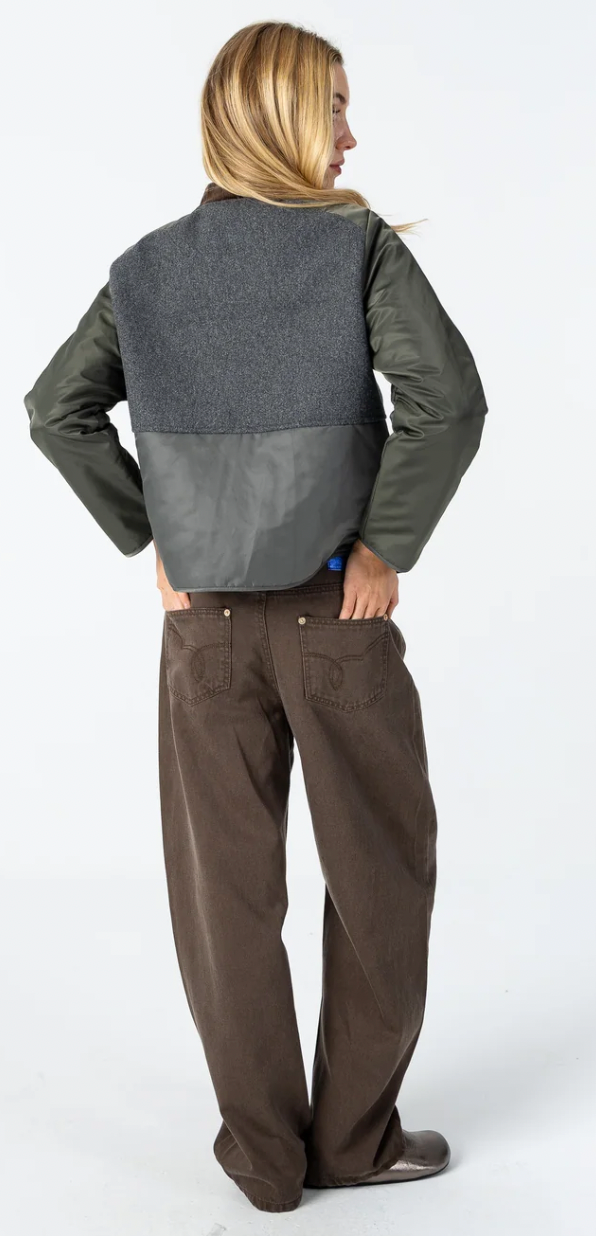 Coster Copenhagen Khaki Mix Jacket with Chocolate Cord Detailing, 264-6421