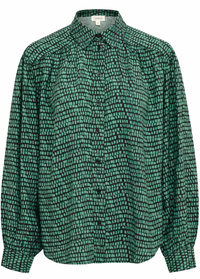 Soaked in Luxury Makena Bottle Green Square Print Shirt, 30407024