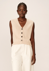 Grace and Mila Pancake Cream Knitted Cropped Waistcoat