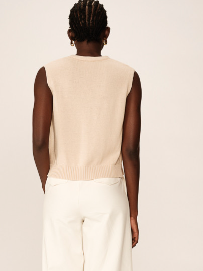 Grace and Mila Pancake Cream Knitted Cropped Waistcoat