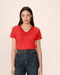 Grace and Mila Pepito Rouge Red V-Neck Lurex T-Shirt