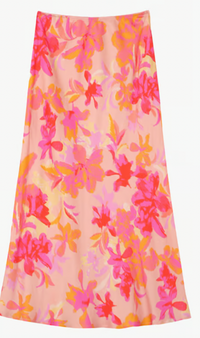 Grace and Mila Philae Pink Fleurs Long Satin Skirt