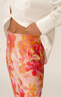 Grace and Mila Philae Pink Fleurs Long Satin Skirt