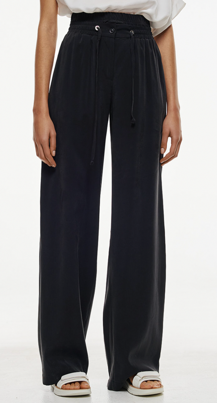 Access Fashion Black Trousers with Detailed Elasticated Waistband