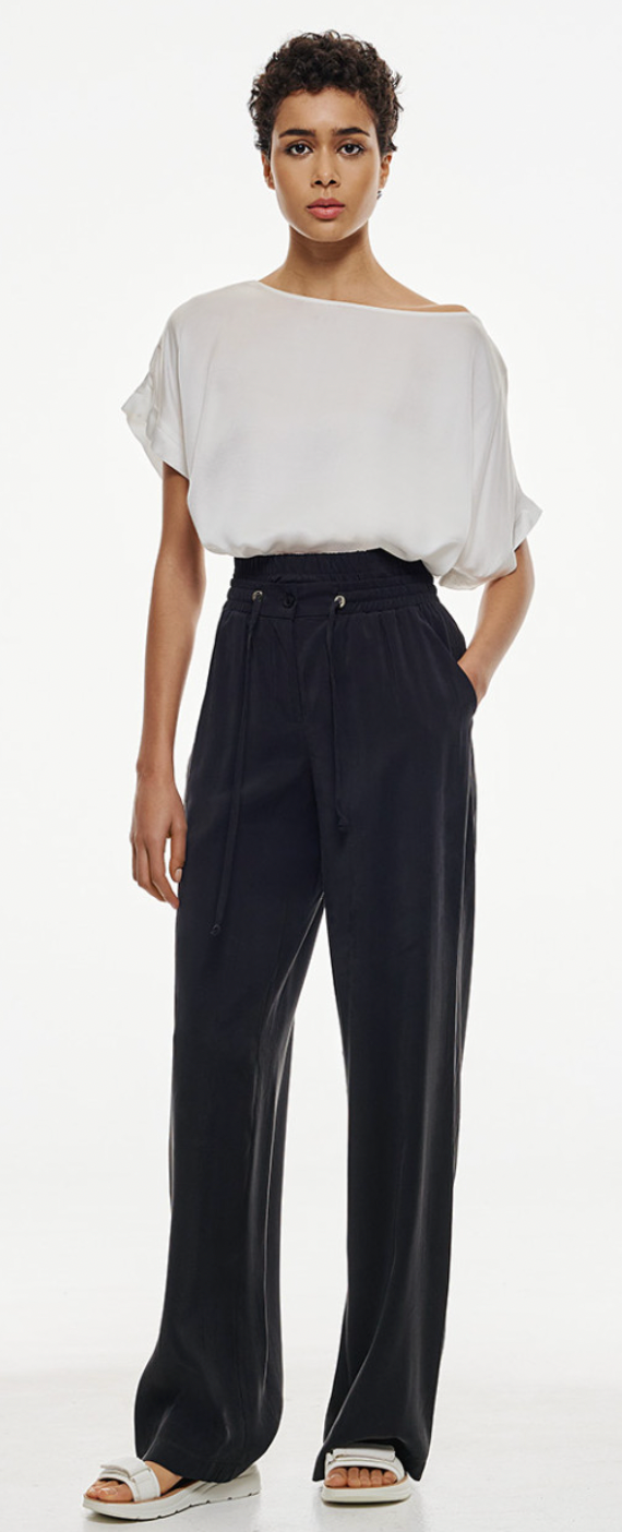 Access Fashion Black Trousers with Detailed Elasticated Waistband