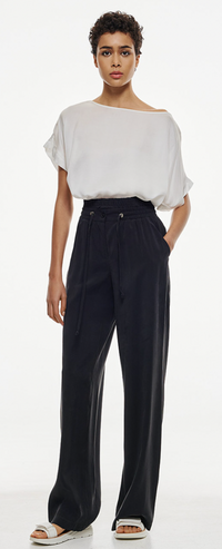 Access Fashion Black Trousers with Detailed Elasticated Waistband