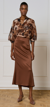 Access Fashion Chocolate Camel Oversized Leopard Blouse