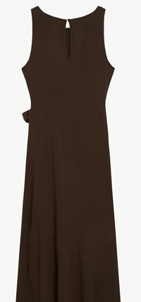 Grace & Mila Wyla Chocolate Brown Round Neck Tie Midi Dress