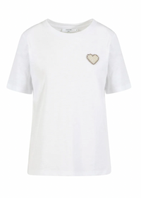 Coster Copenhagen Ultimate Basic White T-Shirt with Beaded Pearl Heart Patch