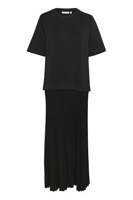 InWear Laicent Black Modal Sports Luxe Plisse Ankle Length Dress