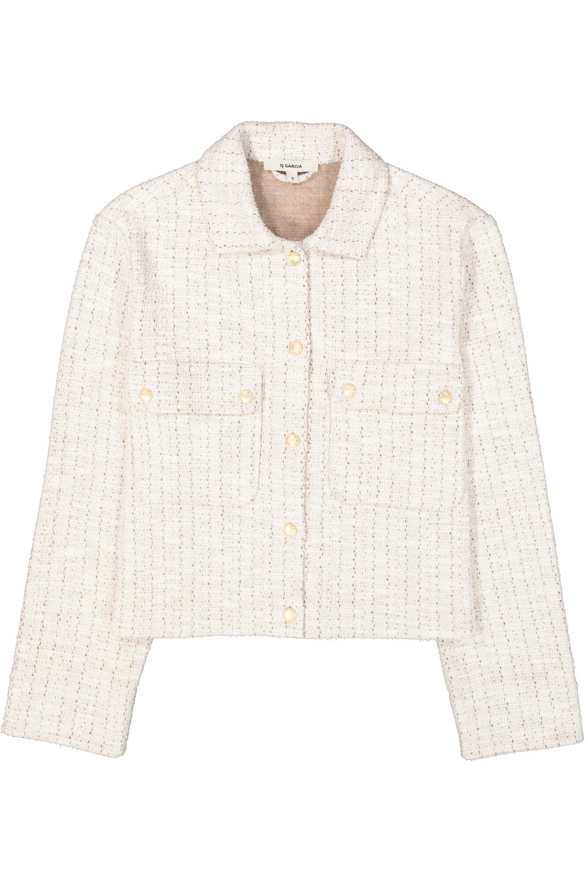 Garcia Cream Boucle Cardigan Jacket with Gold Buttons, B50091