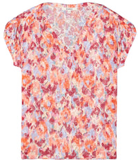 Garcia Tangerine Coral Abstract Printed V-Neck T-Shirt