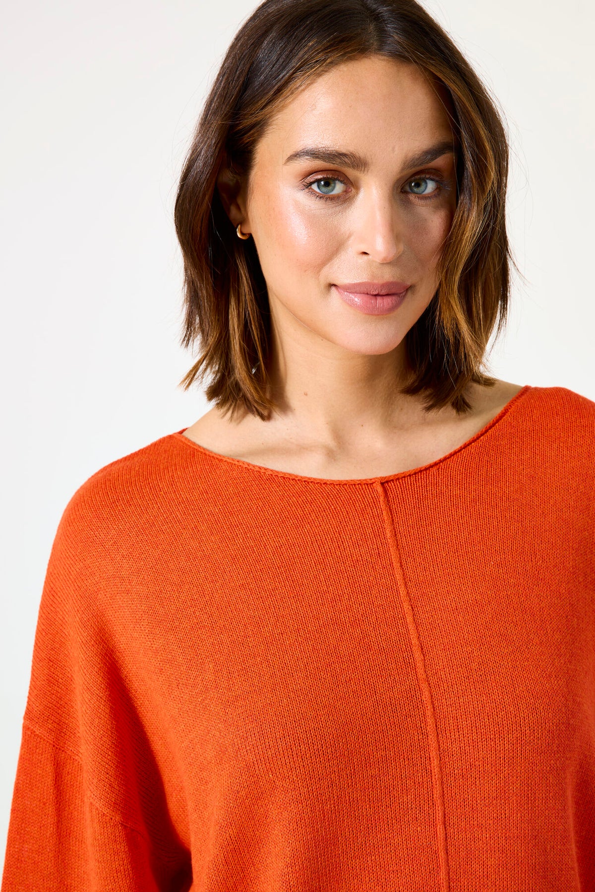 Garcia Tangerine Coral Boat Neckline Cropped Knit