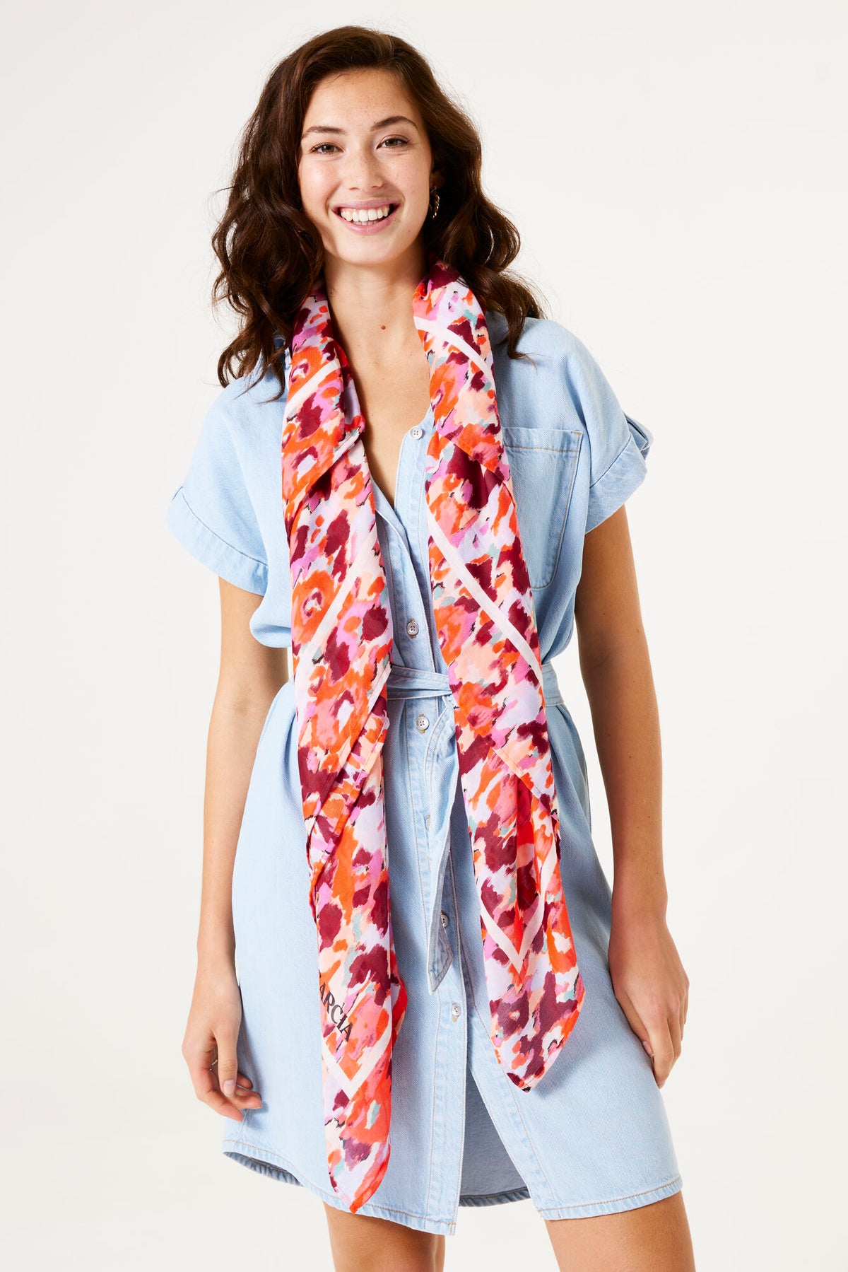 Garcia Tangerine Coral Abstract Printed Scarf