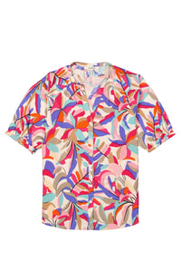 Garcia Dazzling Blue V-Neck Printed Blouse