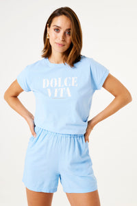 Garcia Blue Wave 'Dolce Vita' Logo T-Shirt