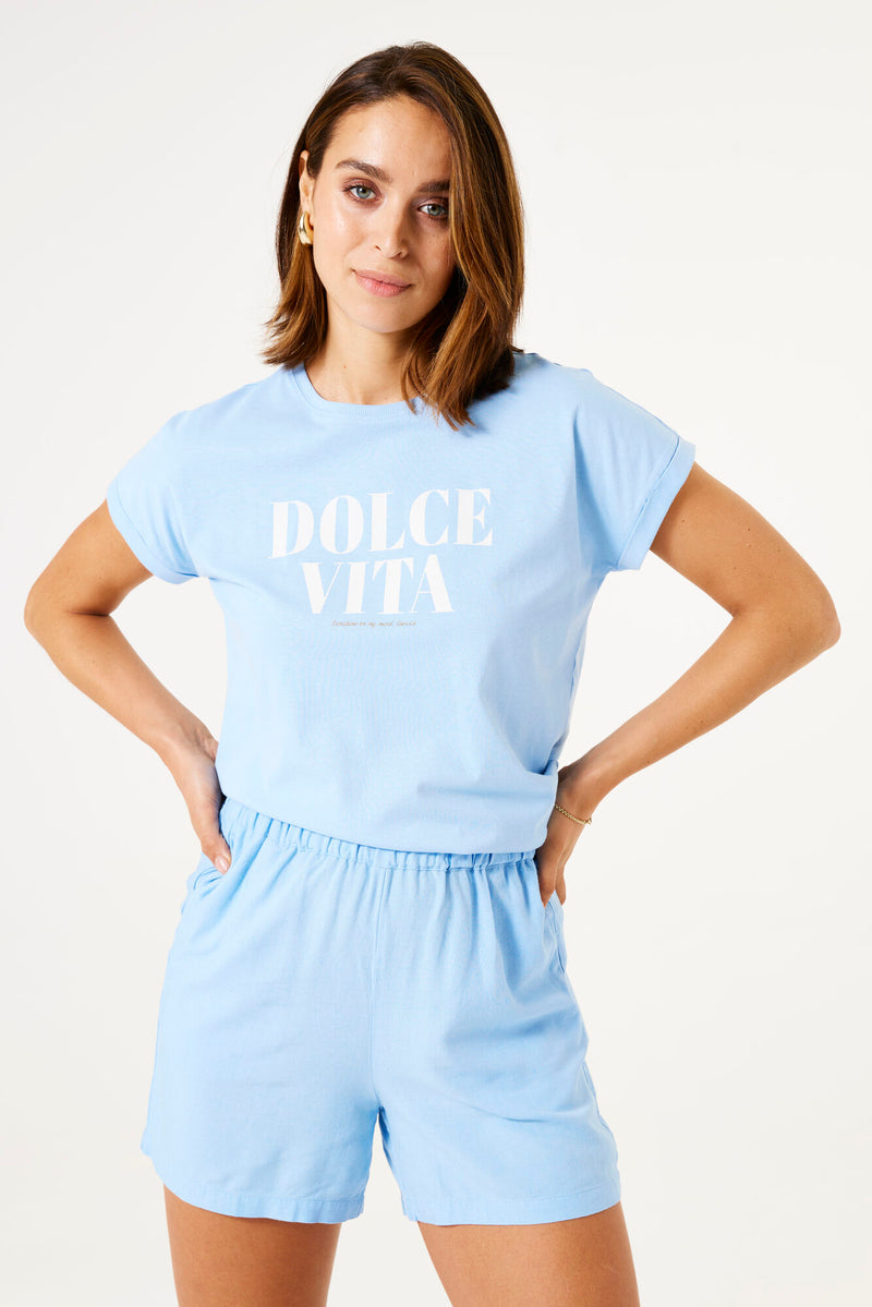 Garcia Blue Wave 'Dolce Vita' Logo T-Shirt