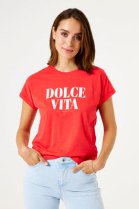 Garcia Ruby Red 'Dolce Vita' Logo T-Shirt, E50201