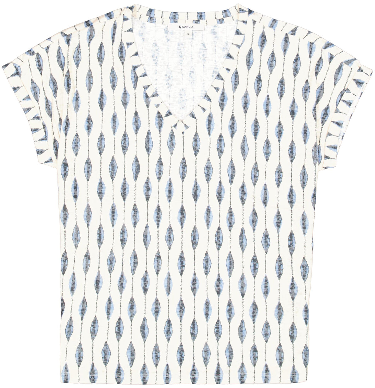 Garcia Blue Wave Printed Ultimate V-Neck T-Shirt