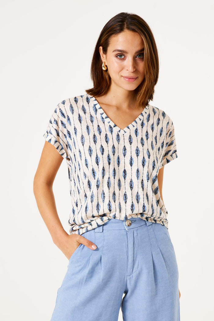 Garcia Blue Wave Printed Ultimate V-Neck T-Shirt