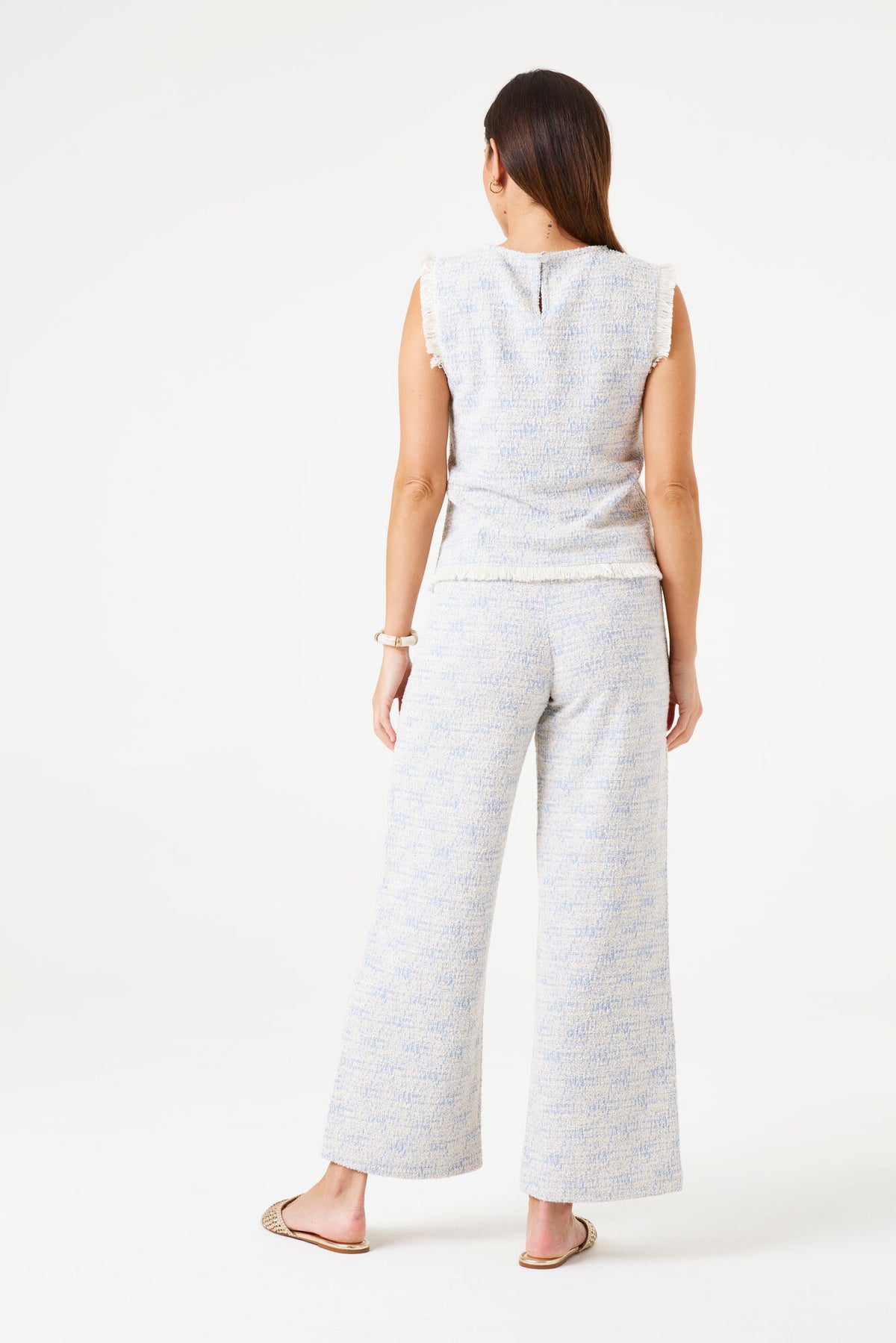 Garcia Blue Wave Boucle Top with Fringe Detailing