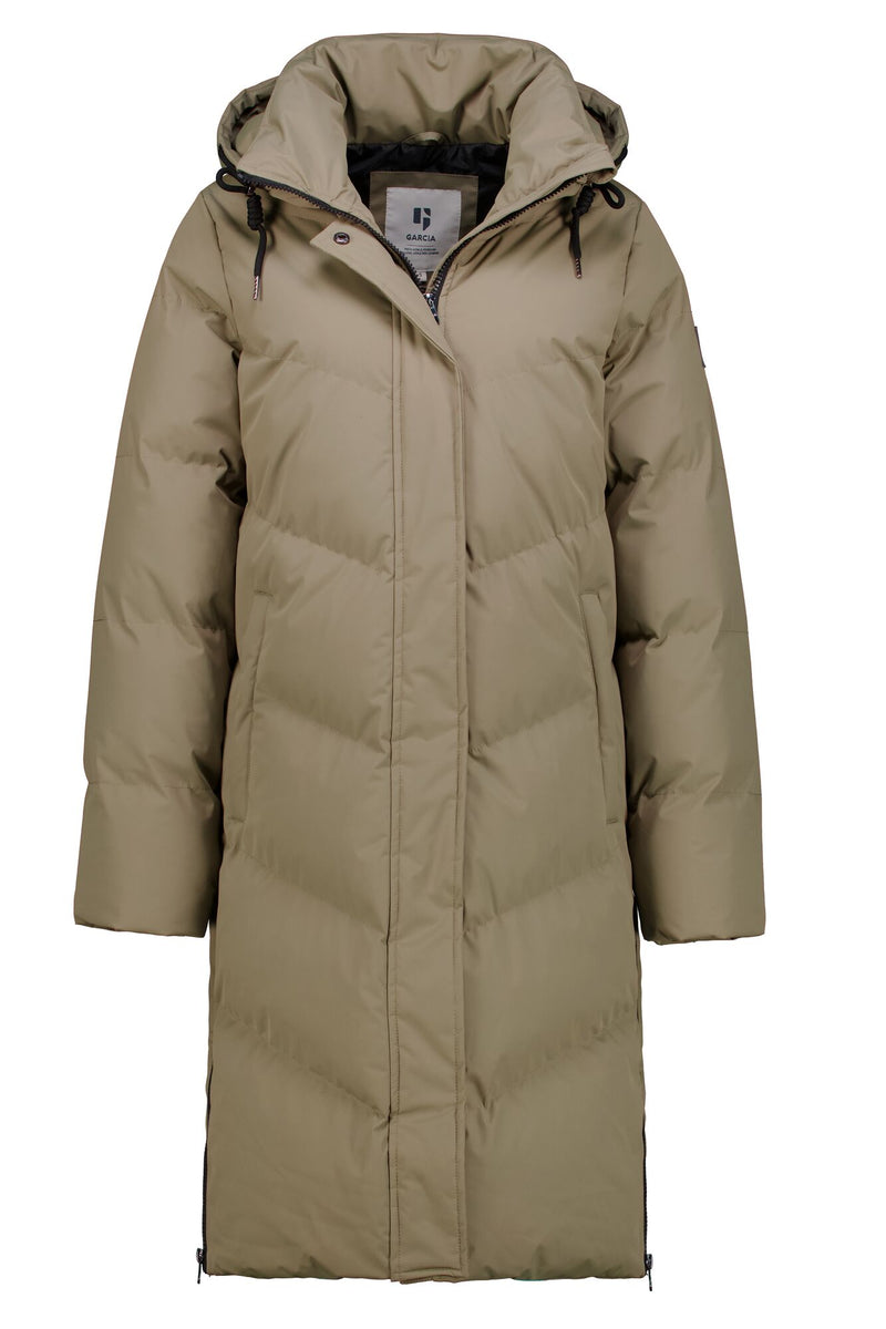 Garcia Ultimate Iconic Green Dusk Puffa Coat with Zip Detailing, GJ400905