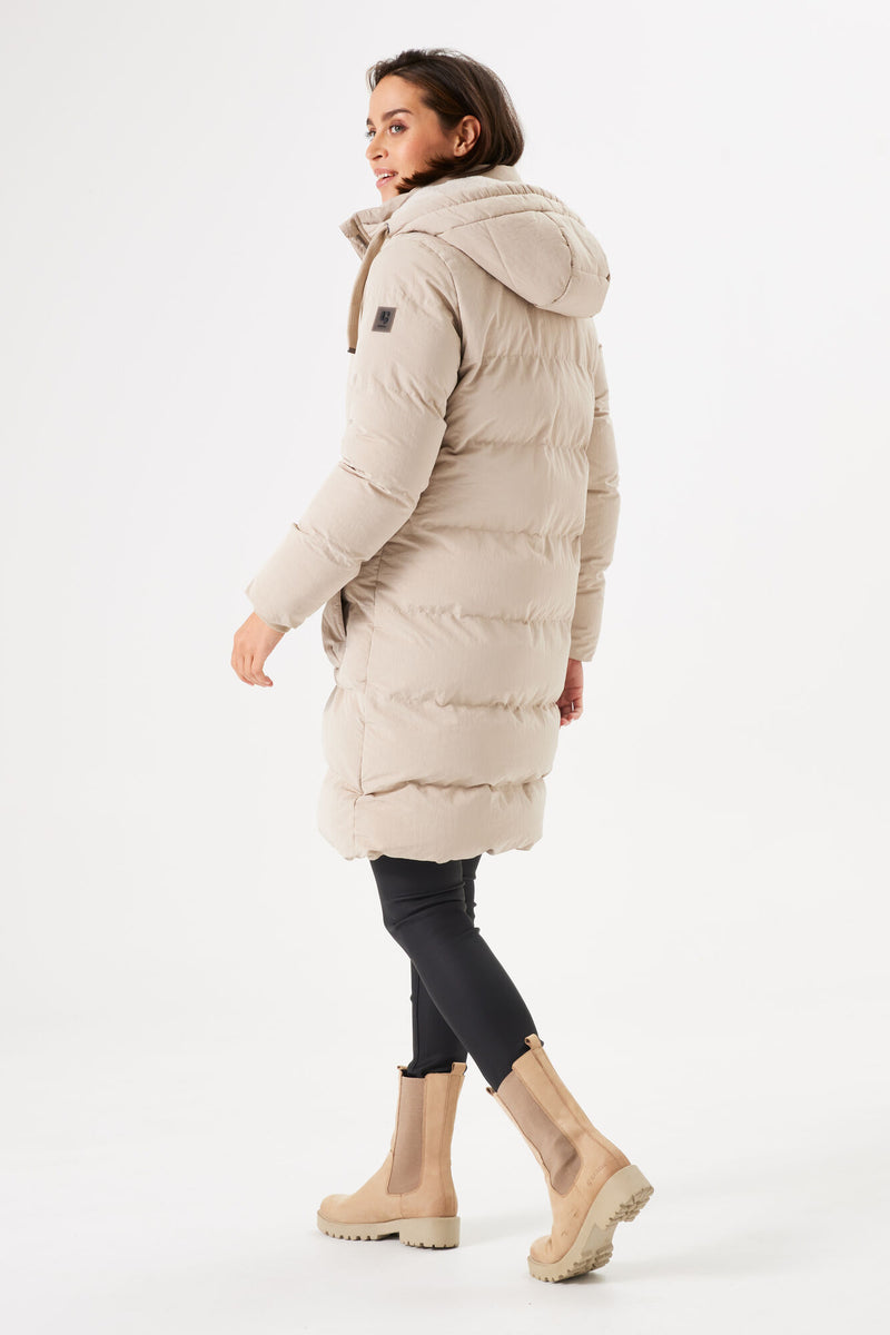 Garcia Ultimate Iconic Sandstone Puffa Coat with Fur Lined Hood, GJ400906