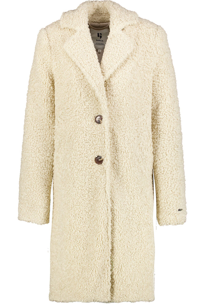 Garcia Beige Boucle Single Breasted Knee Length Coat, GJ400912