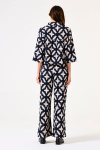 Garcia Black/Navy Printed Oversized Cropped Blouse