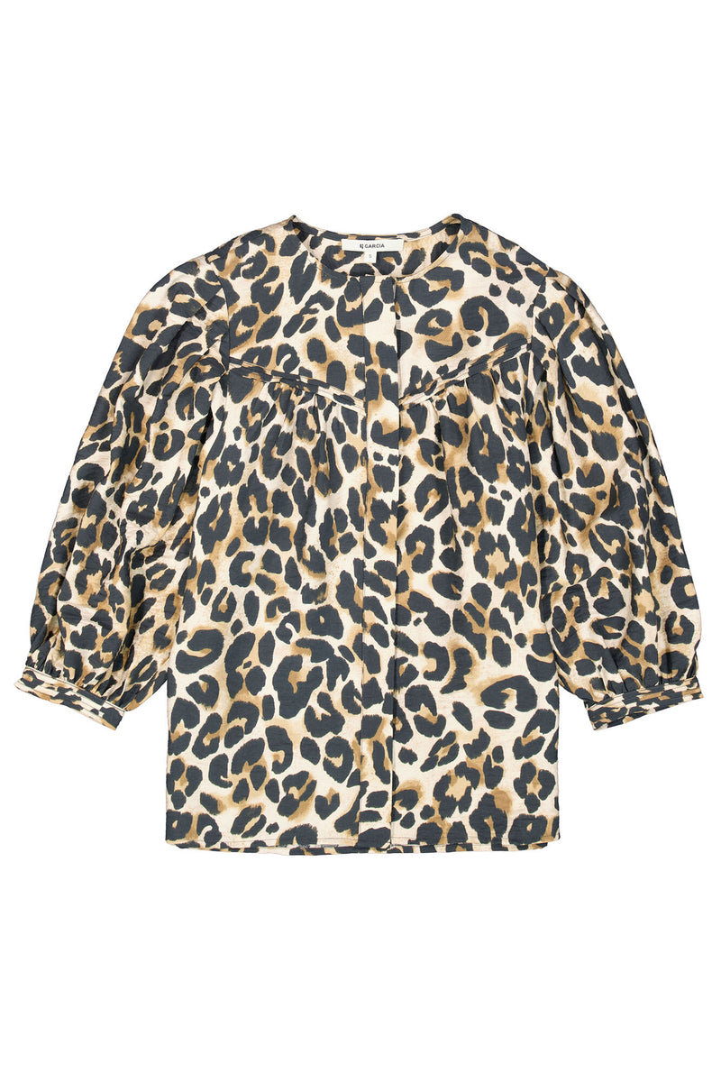 Garcia Almond Beige Leopard Blouse, H50030