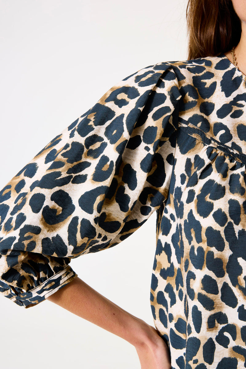 Garcia Almond Beige Leopard Blouse, H50030