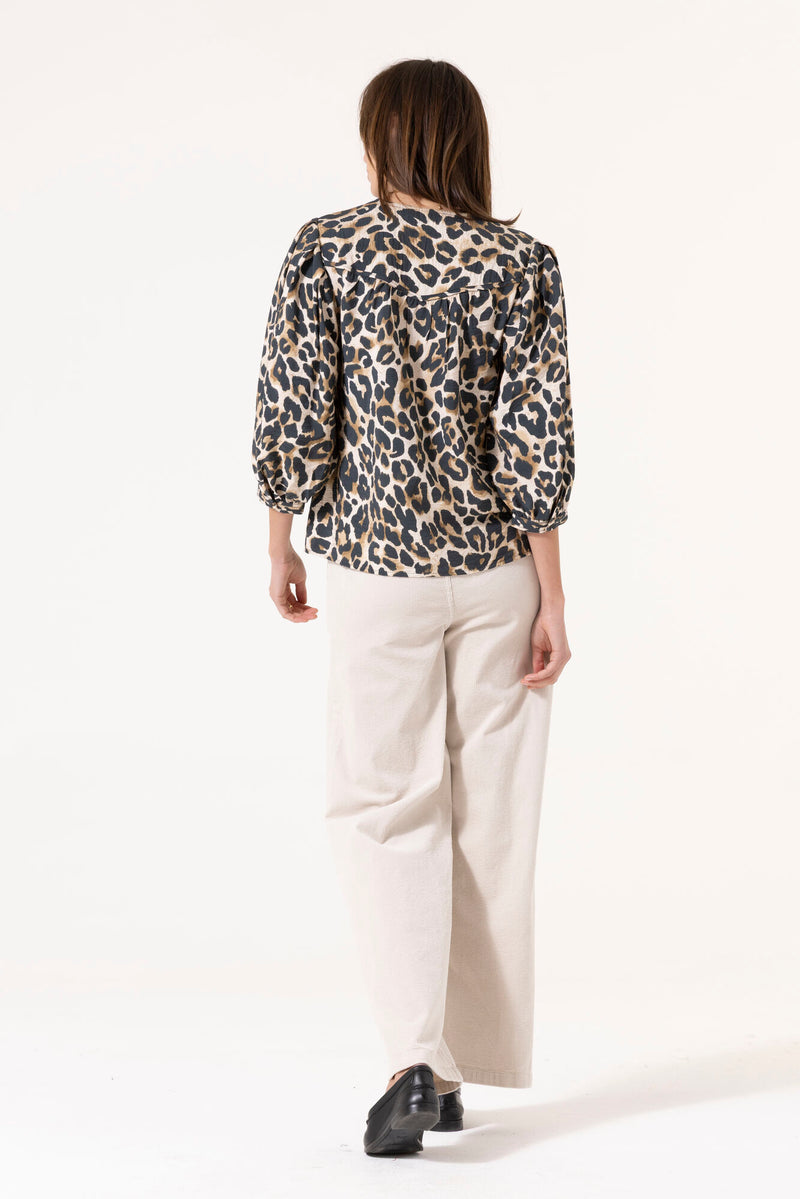 Garcia Almond Beige Leopard Blouse, H50030