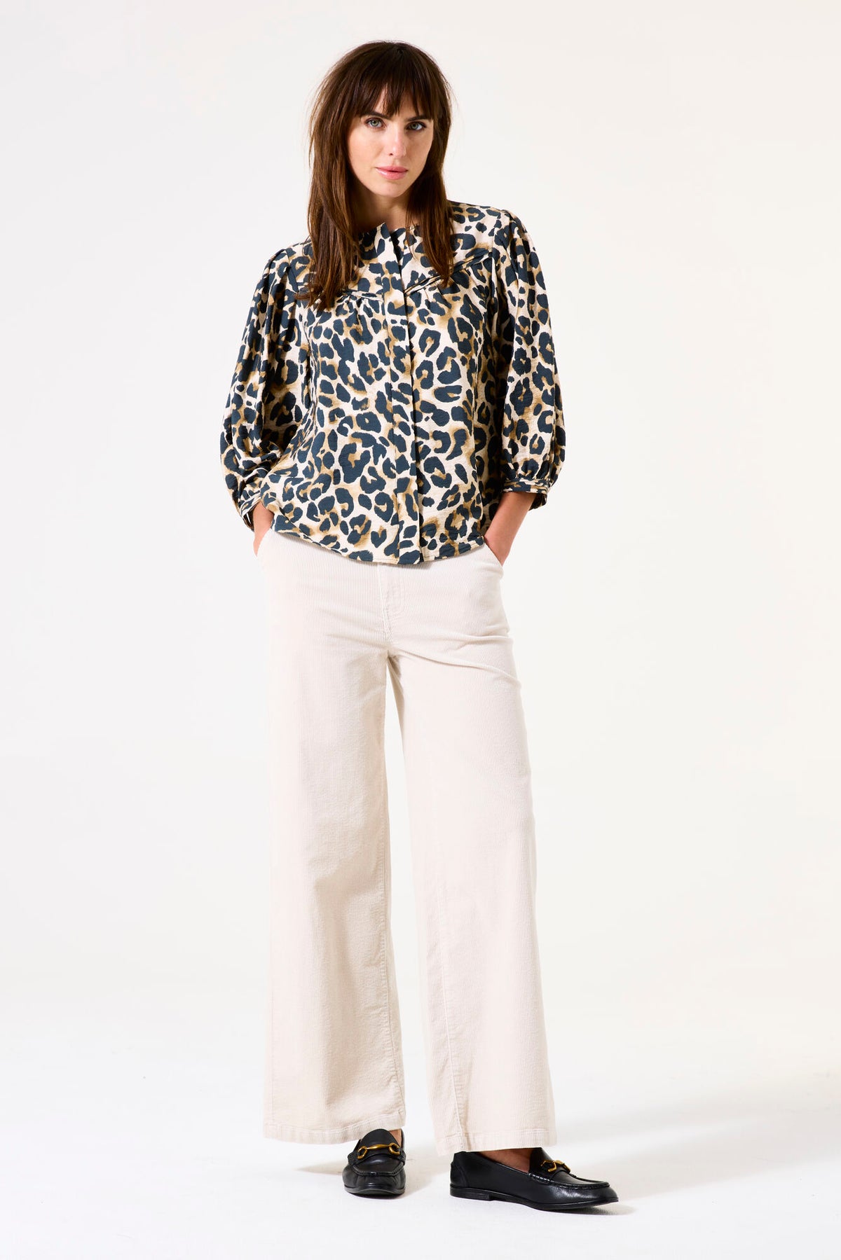 Garcia Almond Beige Leopard Blouse, H50030