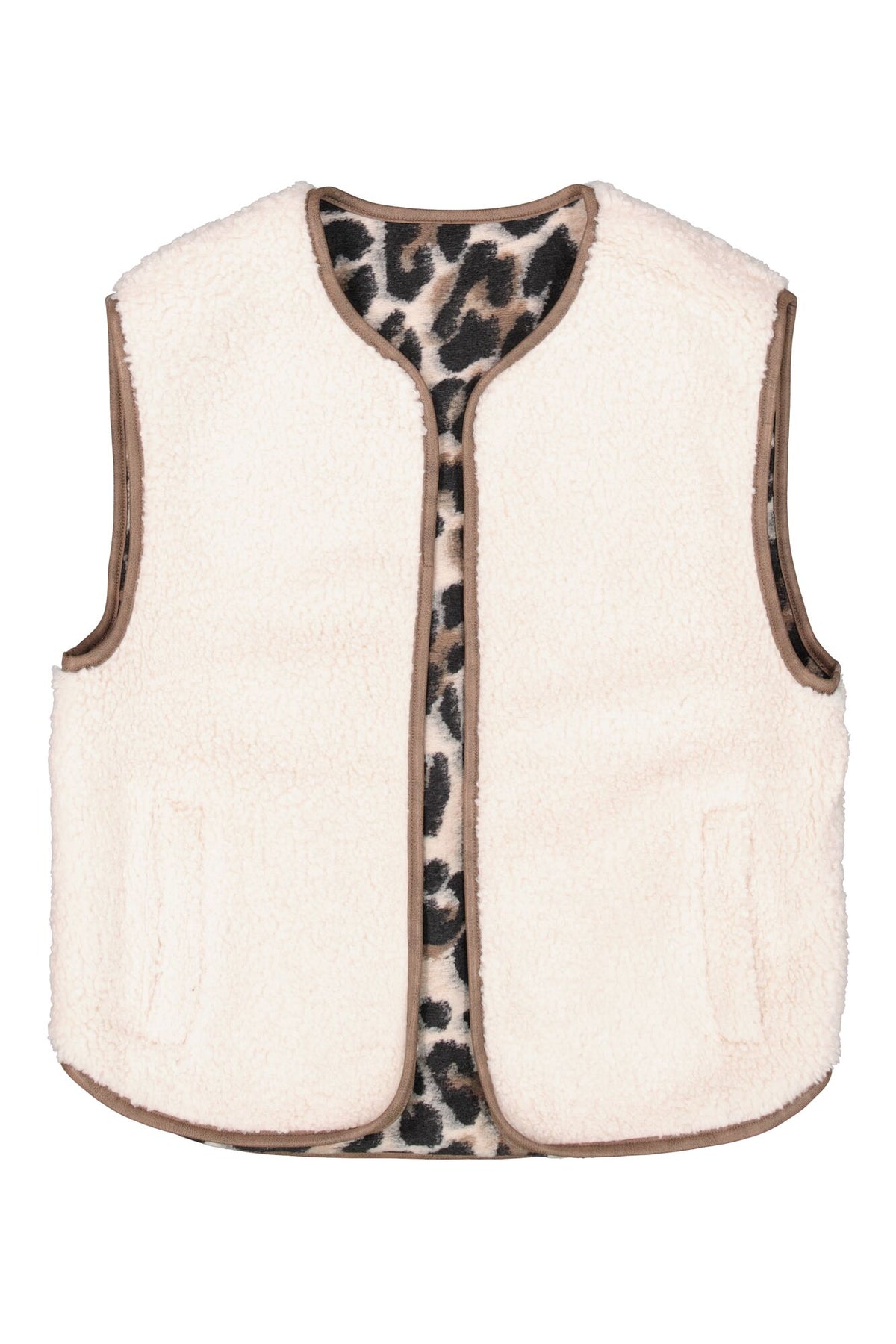 Garcia Reversible Cream/Leopard Teddy Gilet, H50094