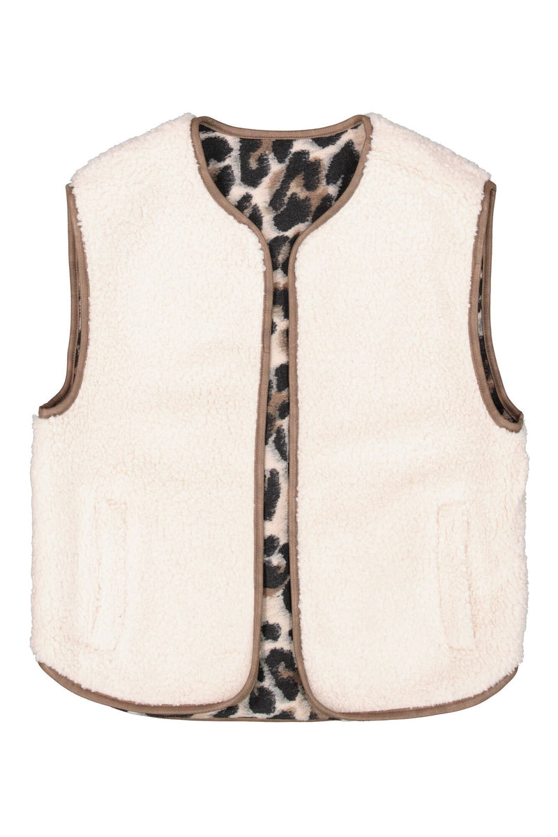 Garcia Reversible Cream/Leopard Teddy Gilet, H50094