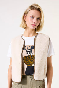 Garcia Reversible Cream/Leopard Teddy Gilet, H50094