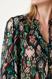 Garcia Black Abstract Printed Oversized Chiffon Blouse, L30032